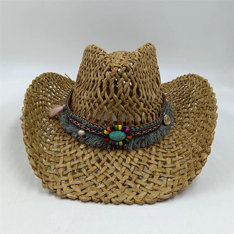 Unisex Straw Hat – Handcrafted Corn Skin Sun Hat for Men & Women