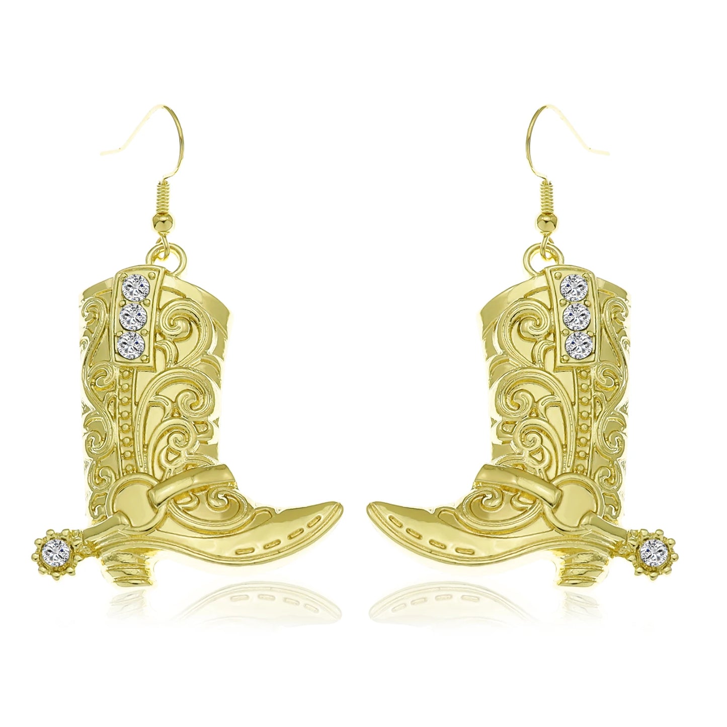 Wild West Cowgirl Boots Spur Rodeo Hook Earrings – Silver/Gold Plated, 5 Colors