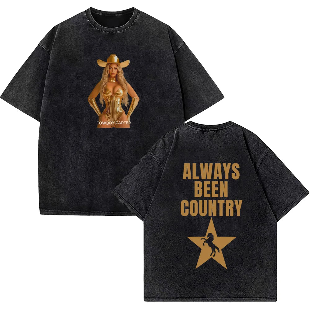 Beyonce Cowboy Carter Act Shirts Summer O-Neck Short Sleeve Cotton T-Shirt Girls Fashion