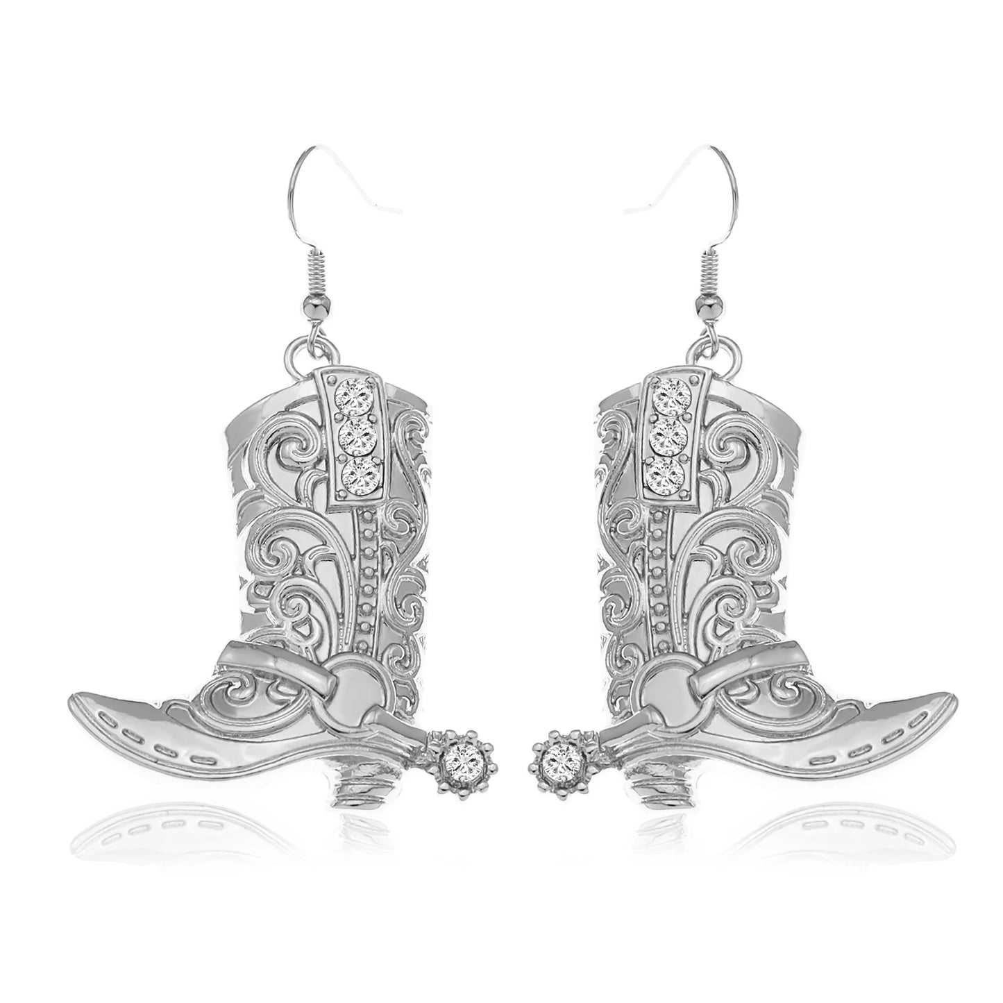 Wild West Cowgirl Boots Spur Rodeo Hook Earrings – Silver/Gold Plated, 5 Colors