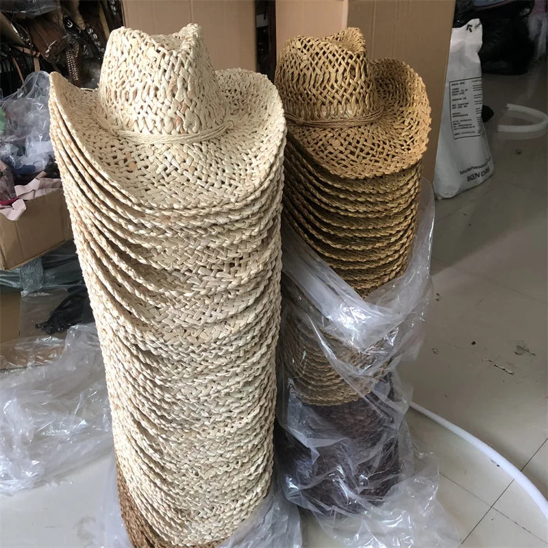 Unisex Straw Hat – Handcrafted Corn Skin Sun Hat for Men & Women