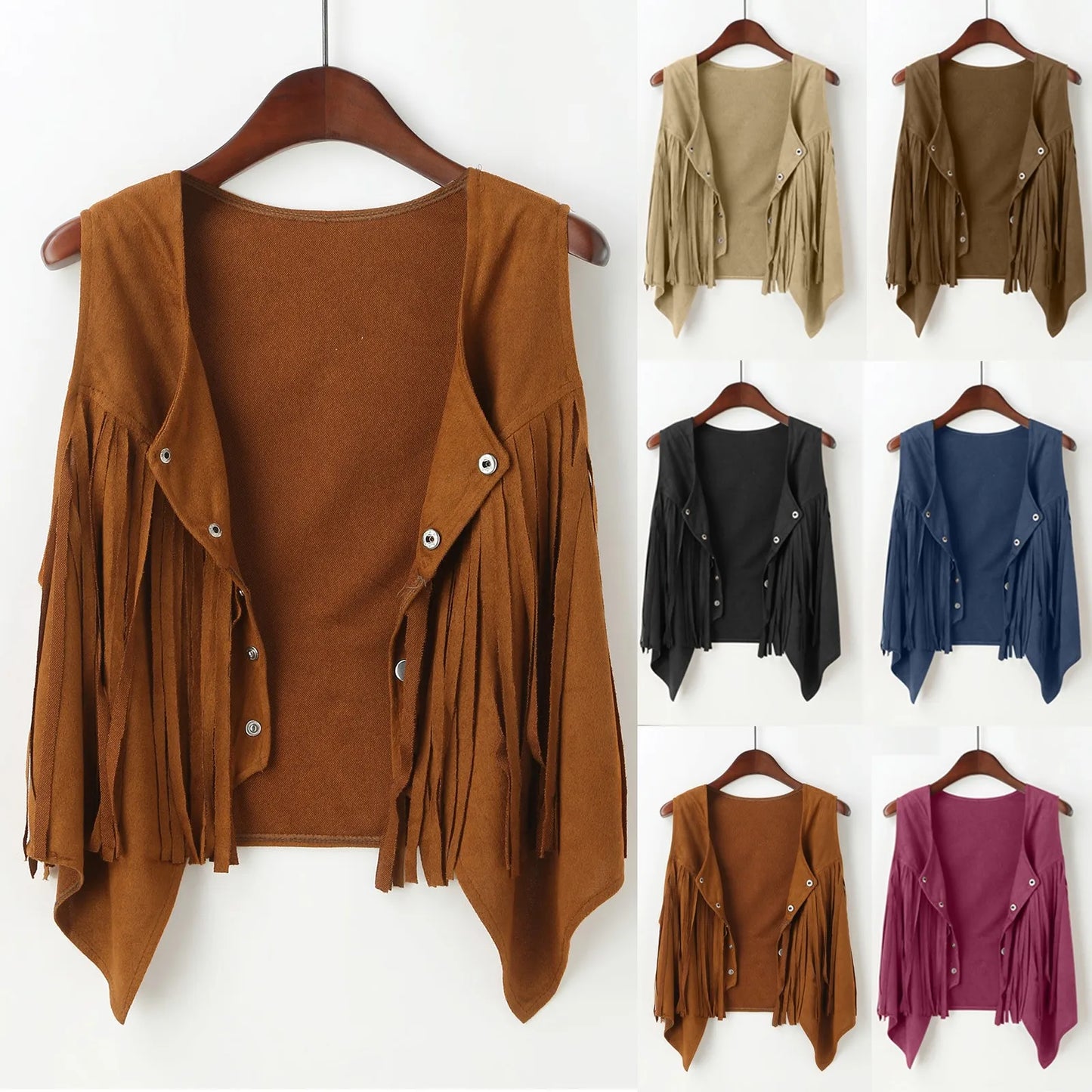 Women’s Fringe Suede Vest with Tassels