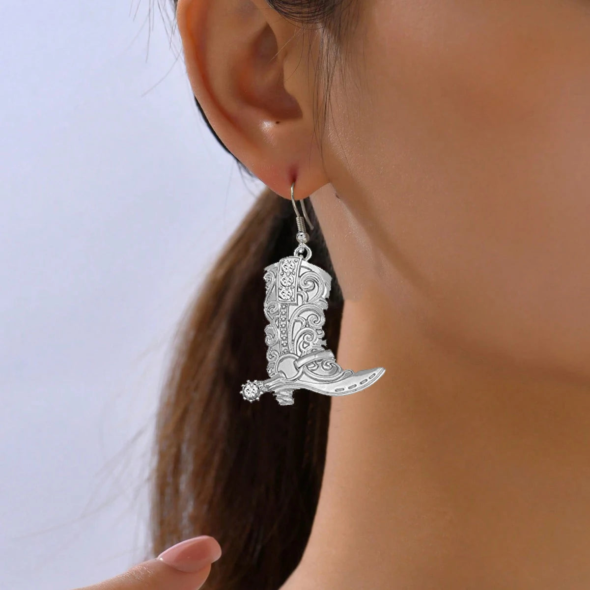 Wild West Cowgirl Boots Spur Rodeo Hook Earrings – Silver/Gold Plated, 5 Colors