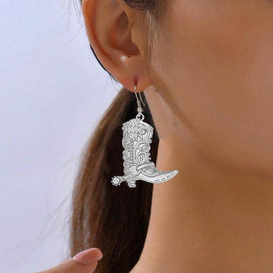 Wild West Cowgirl Boots Spur Rodeo Hook Earrings – Silver/Gold Plated, 5 Colors