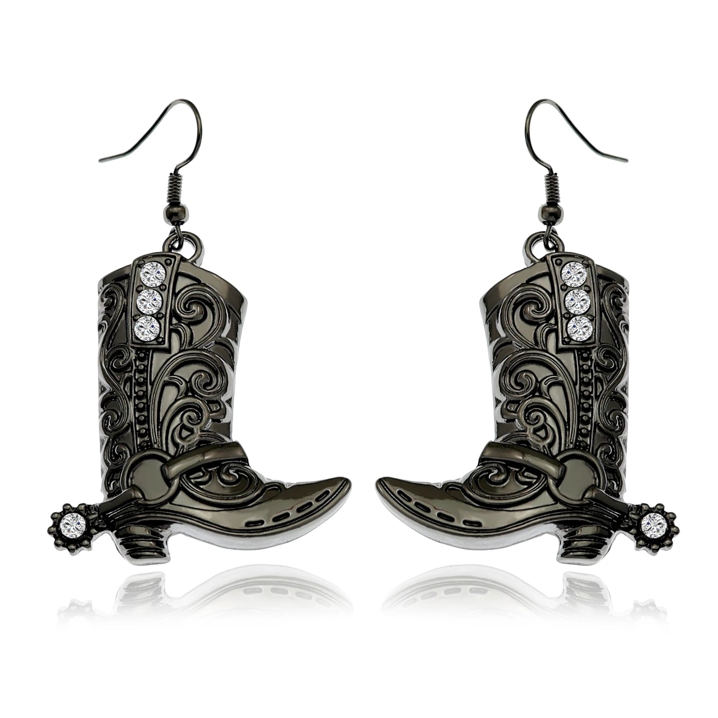 Wild West Cowgirl Boots Spur Rodeo Hook Earrings – Silver/Gold Plated, 5 Colors